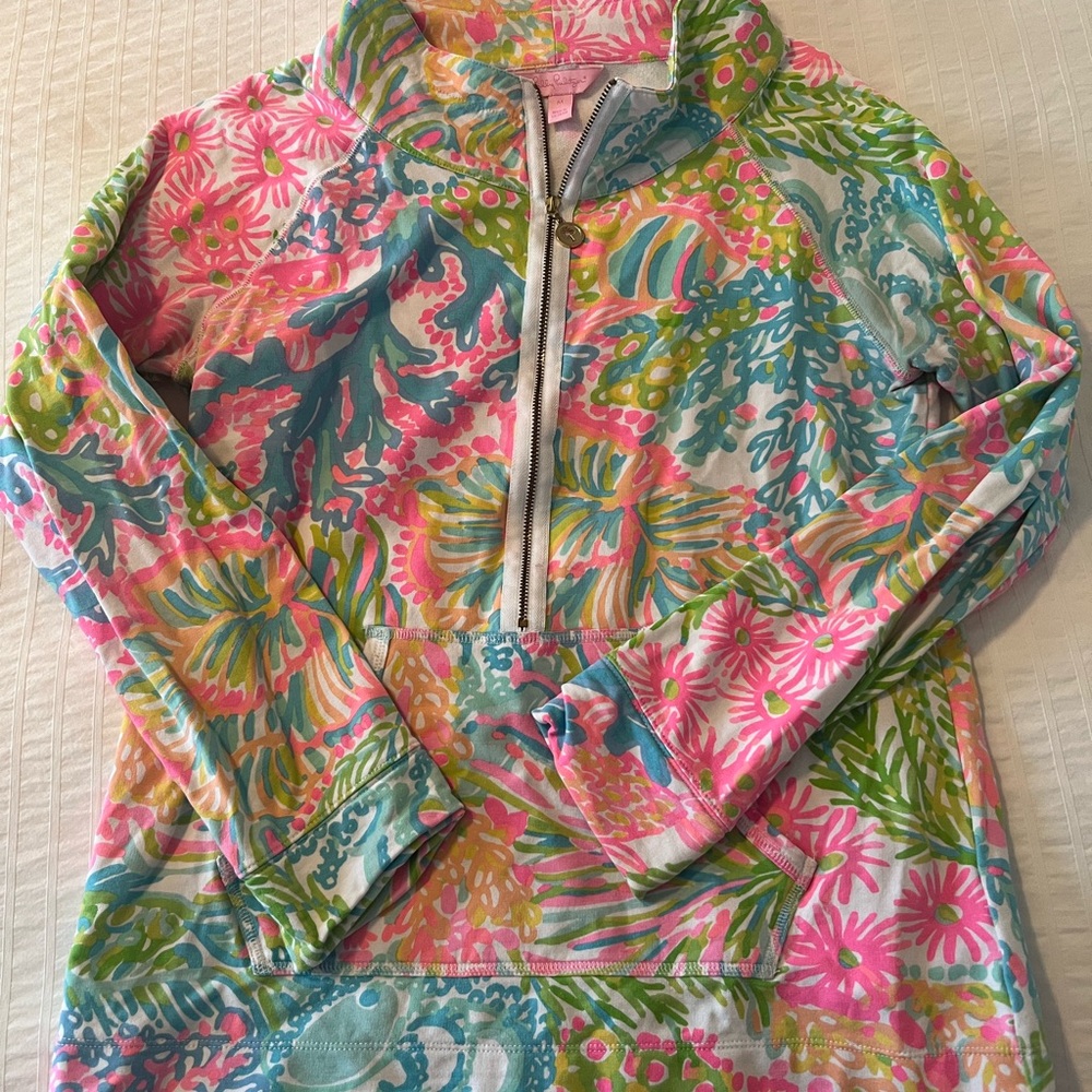 Lilly Pulitzer Colorful Floral Zip-Up Pullover